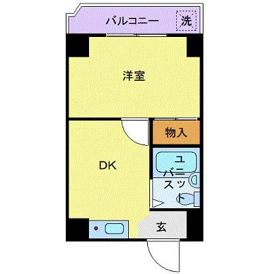 ビューライド川崎(1DK/5階)の間取り写真