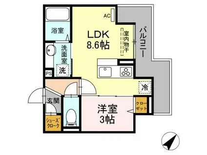 ピュアハイム大倉山(1LDK/3階)の間取り写真