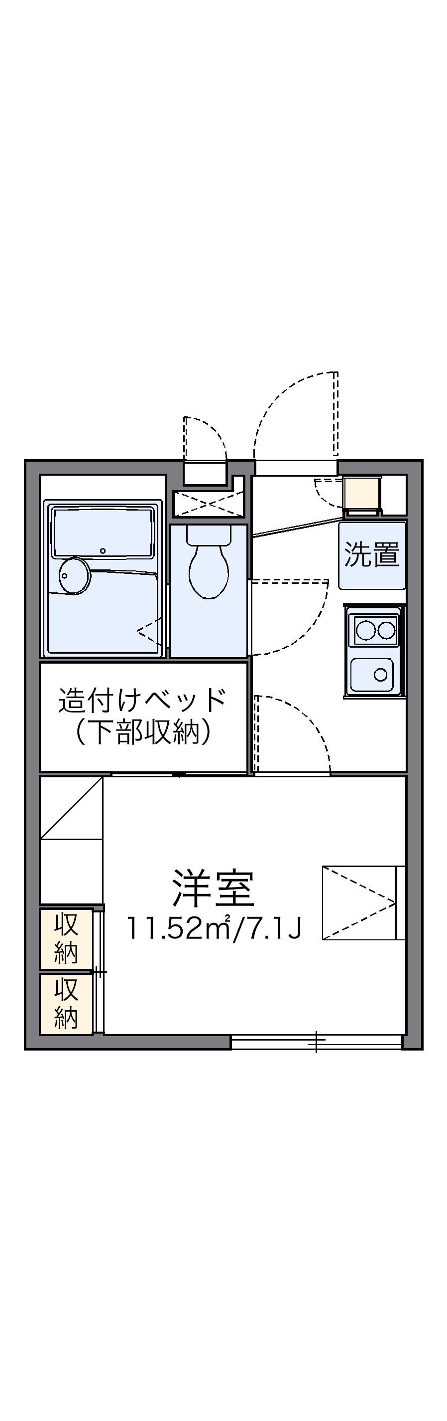 レオパレスフォンターナ(1K/1階)の間取り写真