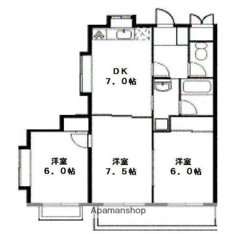 ウッドガーデン東戸塚(3DK/3階)の間取り写真
