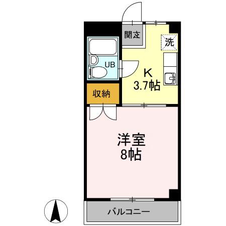メゾン湘南(1K/1階)の間取り写真