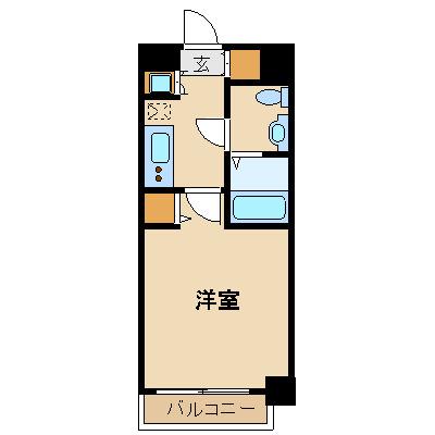 RISING PLACE桜木町二番館(1K/11階)の間取り写真