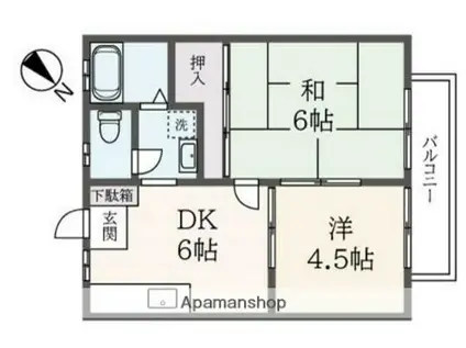 ハローハイツ(2DK/1階)の間取り写真