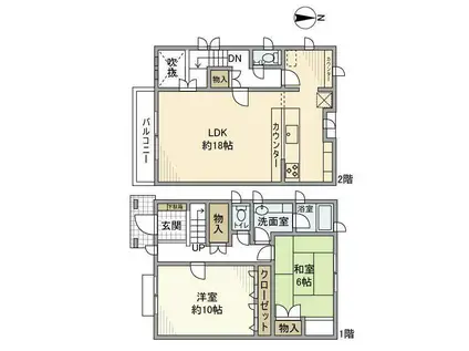 横須賀線 東戸塚駅 バス乗車時間：12分 今井町バス停で下車 徒歩7分 2階建 築34年(2LDK)の間取り写真