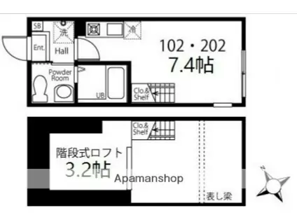 ハーミットクラブハウス南太田3(ワンルーム/2階)の間取り写真
