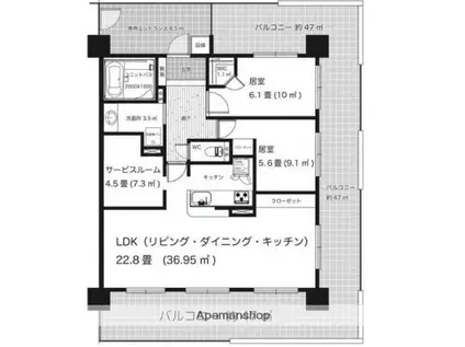 レックスガーデン鎌倉岡本(2SLDK/4階)の間取り写真