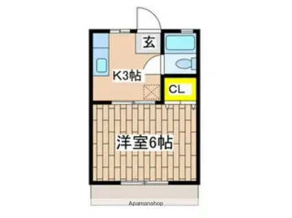 ハイツ湘南Ⅱ(1K/1階)の間取り写真