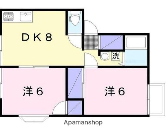 パームハウスⅡ(2DK/2階)の間取り写真