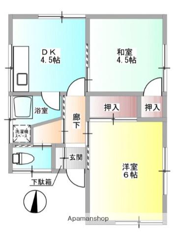 横浜市ブルーライン 立場駅 徒歩12分 1階建 築51年(2K)の間取り写真
