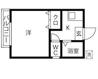 Fコート六ッ川(ワンルーム/1階)の間取り写真