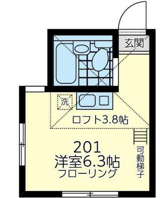 ユナイト横浜ブルージュの杜(ワンルーム/2階)の間取り写真