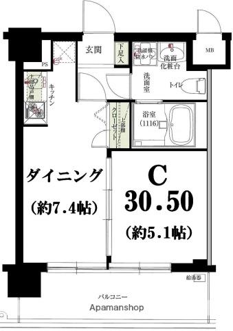 グリフォーネ横浜・伊勢町弐番館(1DK/3階)の間取り写真