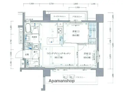 クリオ横濱ベイフォート(2LDK/9階)の間取り写真
