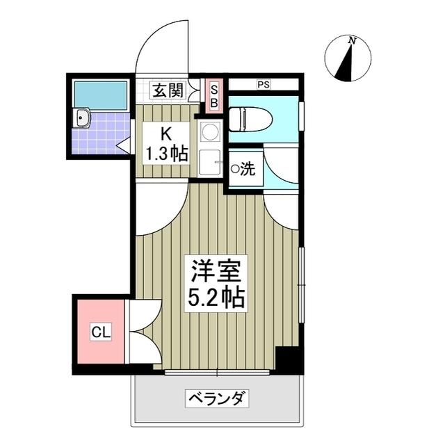 シャンブル・ドゥ・ヨコハマ(1K/4階)の間取り写真