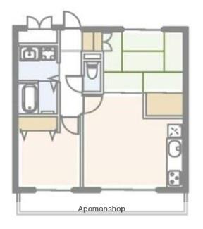 ブレストヒルズ篠原(2DK/3階)の間取り写真