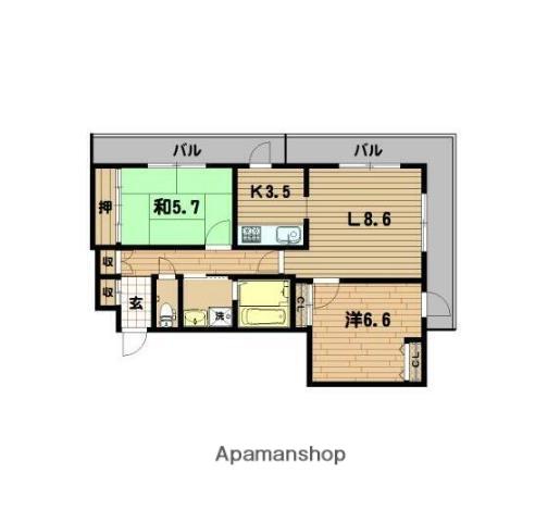 オーベル横浜戸部本町(2LDK/4階)の間取り写真