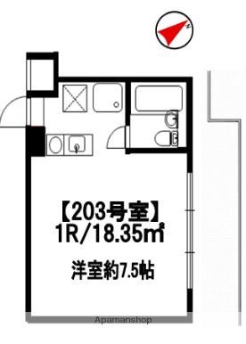 メゾンドポワリエ(ワンルーム/2階)の間取り写真