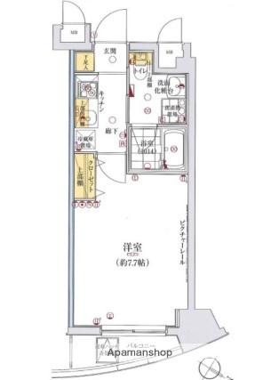 グリフィン横浜・桜木町拾壱番館(1K/2階)の間取り写真