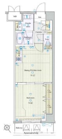 ジーコンフォートウエスト新横浜(1LDK/4階)の間取り写真