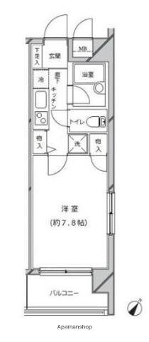 ライジングプレイス西横浜(1K/6階)の間取り写真
