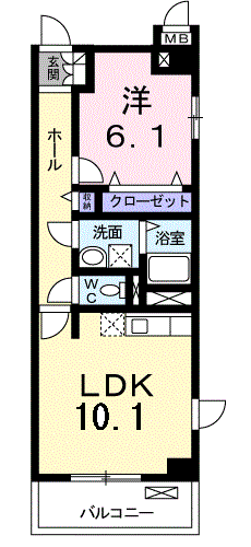 コルソ Ⅰ(1LDK/1階)の間取り写真