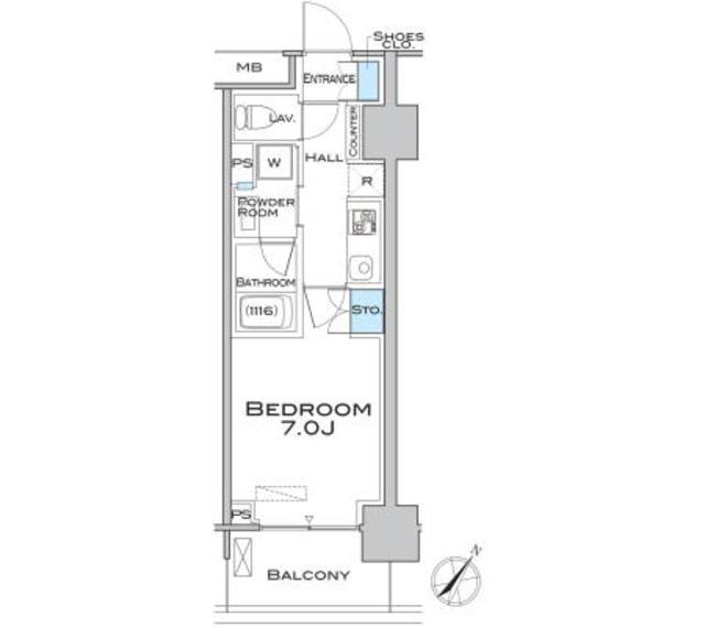 MFPRコート武蔵小山(1K/12階)の間取り写真
