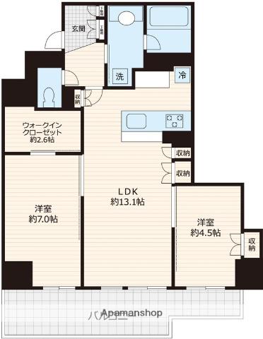 パークホームズ溝の口アーバンレジデンス(2LDK/8階)の間取り写真