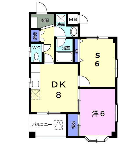ヒルサイドビュー(2DK/3階)の間取り写真