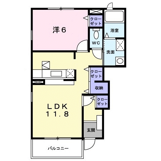 オータスヒルズ(1LDK/1階)の間取り写真