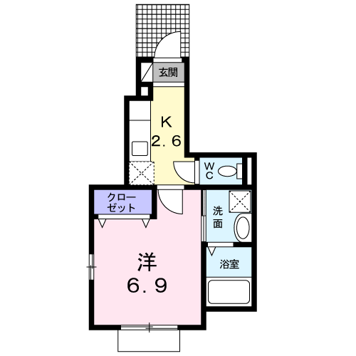 サザンクロス(1K/1階)の間取り写真