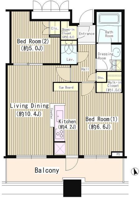 パークタワー目黒(2LDK/17階)の間取り写真
