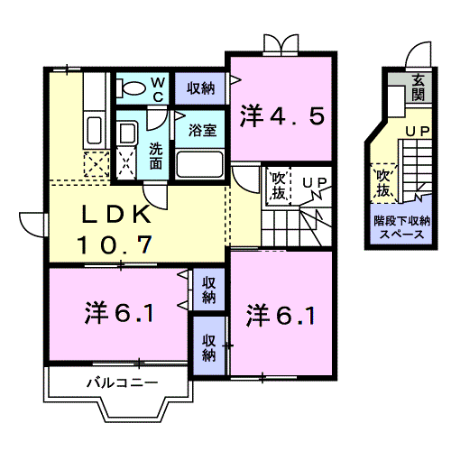 クレストメゾンⅦ(3LDK/2階)の間取り写真