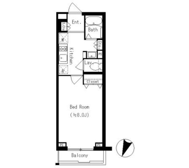 KDXレジデンス西馬込(1K/2階)の間取り写真