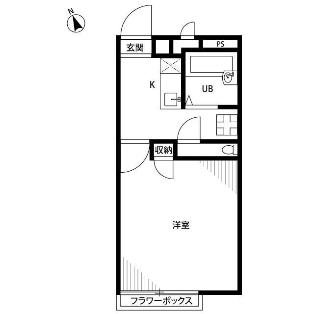 アムール鶴川(1K/1階)の間取り写真