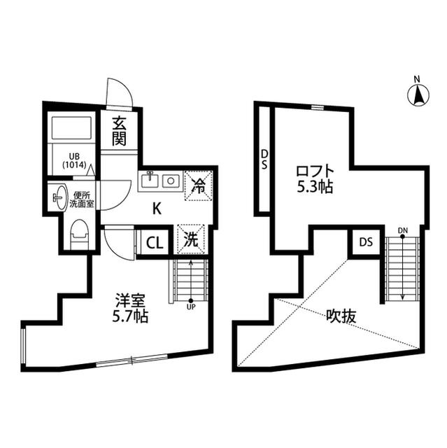 ウェルコーポ宿河原(1K/2階)の間取り写真