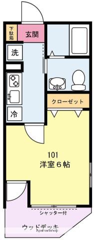 CK TERRACE(1K/1階)の間取り写真