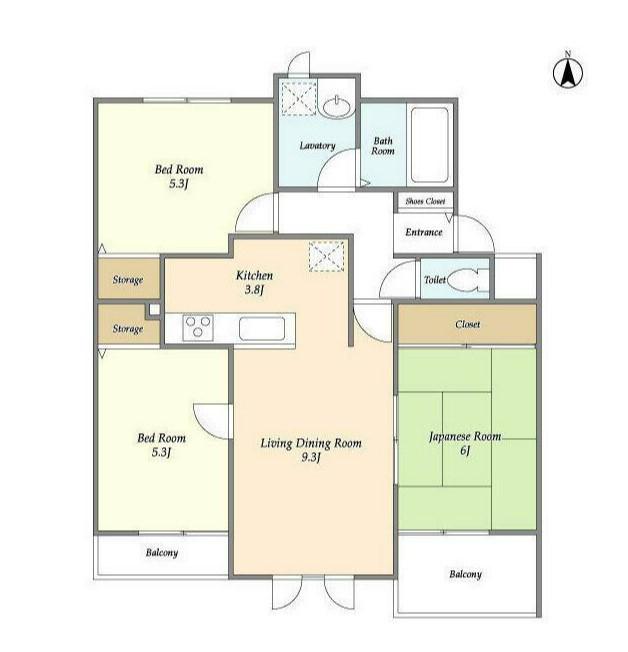 ハイランドグリーン池尻A棟・B棟(3LDK/3階)の間取り写真