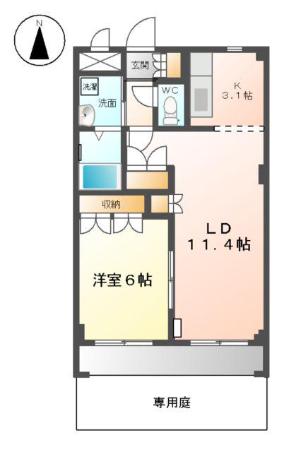 TH・ルミナス(1LDK/1階)の間取り写真