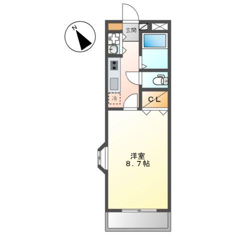 新道ハイツ(1K/1階)の間取り写真