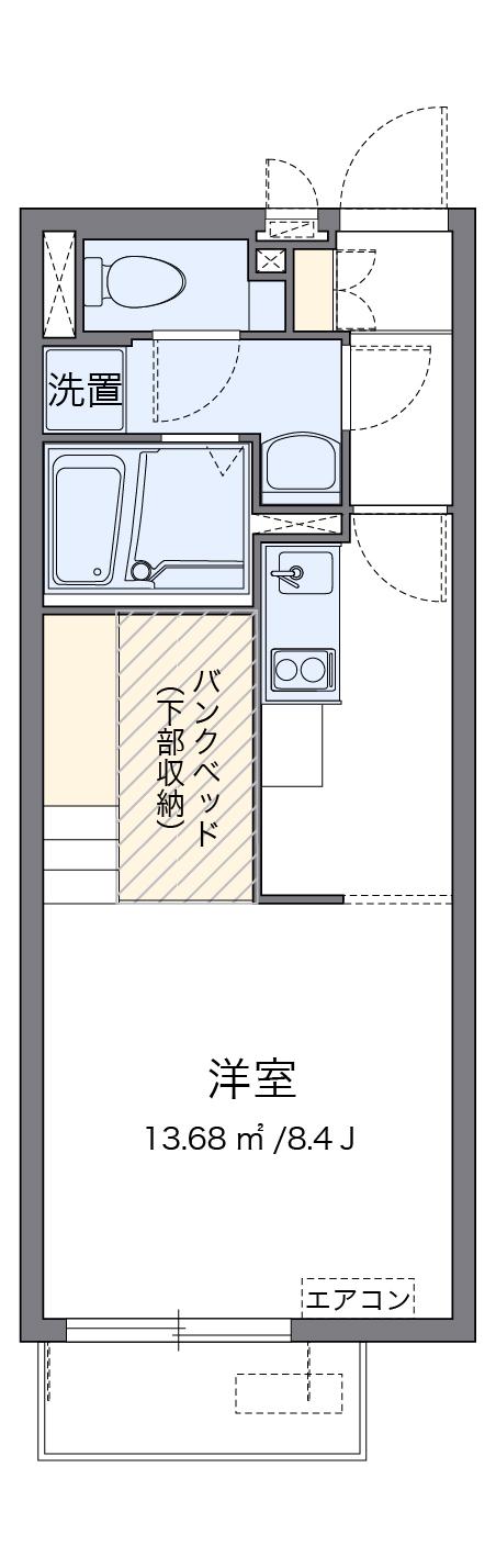 ミランダヒールコートⅡ(ワンルーム/2階)の間取り写真
