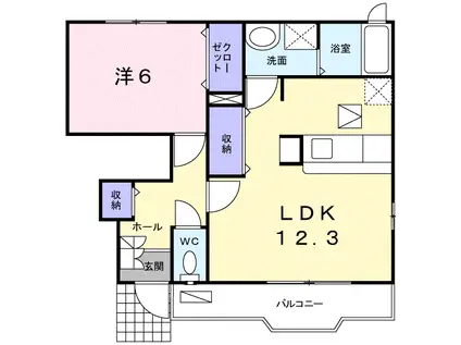 LUGANA矢口(1LDK/1階)の間取り写真