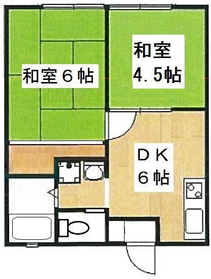 マリンハイツ浜見台(2DK/1階)の間取り写真