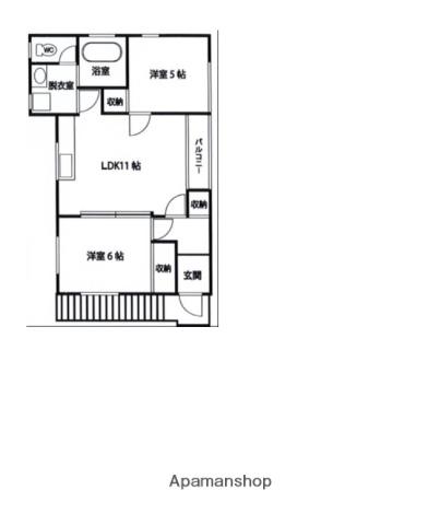 アベリア井土ヶ谷(2LDK/2階)の間取り写真