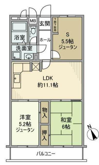 ファミネスサガミ野(2SLDK/1階)の間取り写真