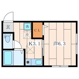 アミティエ(1K/1階)の間取り写真