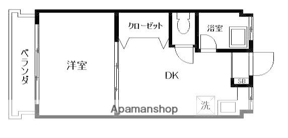 富士美マンション(1DK/1階)の間取り写真