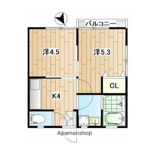 ガジュマル(2K/2階)の間取り写真