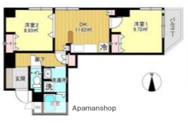 アリエスヨコハマ(2DK/3階)の間取り写真