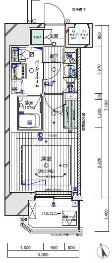 メインステージ川崎クロシアⅠ(1K/11階)の間取り写真