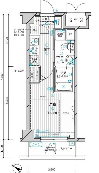 メインステージ川崎Ⅲ(1K/5階)の間取り写真